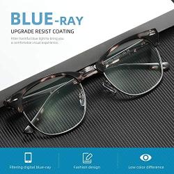 AOMASTE Blue Light Blocking Glasses Vintage Half Frame UV Clear Lens Anti Eyestrain Computer Gaming Glasses for Women Men