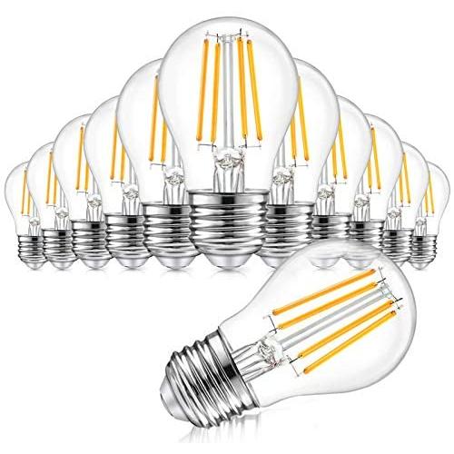 12-Pack Dimmable Globe A15 LED Bulbs 60W Equivalent, 6W Vintage E26 Edison Bulb 2700K Warm White, AC 120V, Great for Ceiling Fan, Bathroom Vanity Fixtures