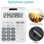 Calculator,ONXE DC116 Standard Function Desktop Calculator with Dual Power Supply and 12-bit Large Display (White)