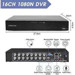 Evtevision 16CH 1080N DVR Video Surveillance Recorder Without Hard Drive - 5-in-1 Supports HD-TVI, CVI,AHD,CVBS,Onvif IP Security Cameras, Remote Viewing, Motion Detection
