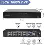Evtevision 16CH 1080N DVR Video Surveillance Recorder Without Hard Drive - 5-in-1 Supports HD-TVI, CVI,AHD,CVBS,Onvif IP Security Cameras, Remote Viewing, Motion Detection