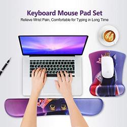 ToLuLu Keyboard Mouse Pad Wrist Rest Set, Gel Ergonomic Mouse Pads Wrist Support for Computer Laptop Home Office, Mousepad Keyboard Wrist Support Memory Foam for Easy Typing Pain Relief, Cat Princess