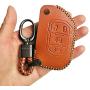 Alegender 4-Btn Flip Key Leather Cover Fob Case Skin Remote Jacket Protector for 2018 2019 2020 Jeep Wrangler JL Gladiator JT 68292944AA Brown