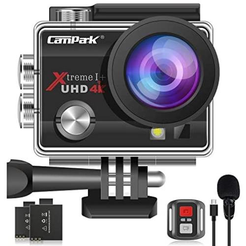 【2021 Upgrade】Campark 4K 20MP Action Camera EIS External Microphone Remote Control WiFi Waterproof Camera Webcam with 170° Wide Angle and 2 Batteries