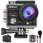 【2021 Upgrade】Campark 4K 20MP Action Camera EIS External Microphone Remote Control WiFi Waterproof Camera Webcam with 170° Wide Angle and 2 Batteries