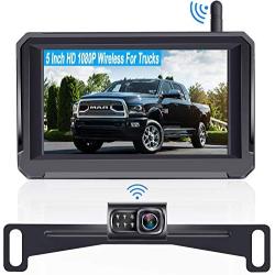 HD Digital Wireless Backup Camera High-Speed Observation System for RVs/Trucks/Campers/Pickups/Trailers with 5Monitor Rear/Front View IP69K Waterproof Super Night Vision R15