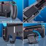 Switch Grip with Upgraded Adjustable Stand Compatible with Nintendo Switch, OIVO Asymmetrical Grip with Upgraded Adjustable Stand/Cartridge Holders and 5 Game Slots- 4 Thump Caps Included