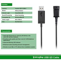 Call Center Office Headset Quick Disconnect QD Cable to USB Plug Adapter Compatible with Plantronics Headset QD Connector Plug to Any Computer Laptop VOIP Softphone