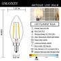 OMAYKEY 2W LED Candelabra Bulb 25W Equivalent 3000K Soft White 250LM, E12 Base LED Chandelier Light Bulbs, Vintage Edison Clear Glass B11 Candle Torpedo Shape, Non-dimmable, Pack of 10