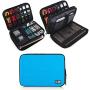 BUBM Double Layer Electronic Accessories Organizer, Travel Gadget Bag for Cables, USB Flash Drive, Plug and More, Perfect Size Fits for iPad Mini (Medium, Blue)