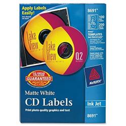 Avery CD Labels - 100 Disc labels & 200 Spine labels (8691)
