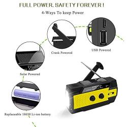 [2021 Newest] Emergency-Hand-Crank-Radio,4000mAh Portable Weather Solar Radios with Motion Sensor Reading Lamp,3 Gear LED Flashlight,SOS Alarm,Cell Phone Charger,AM/FM/NOAA(Yellow)