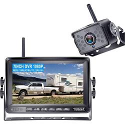 DoHonest FHD 1080P Digital Wireless Backup Camera Kit Built in DVR 7 Monitor Support Split Screen Highway Observation System for Trucks,Trailers,5th Wheels,Campers,RVs Stable Signal - S19