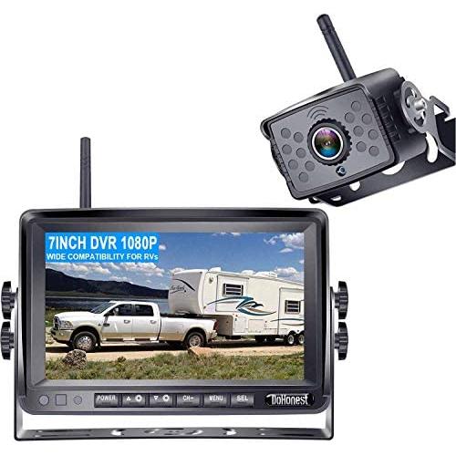DoHonest FHD 1080P Digital Wireless Backup Camera Kit Built in DVR 7 Monitor Support Split Screen Highway Observation System for Trucks,Trailers,5th Wheels,Campers,RVs Stable Signal - S19