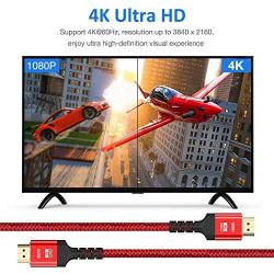 4K 60HZ HDMI Cable 15FT-2PACK, Highwings High Speed 18Gbps HDMI 2.0 Cable Braided HDMI Cord, 4K HDR 3D 4K 2160P 1080P ARC Ethernet-Compatible with UHD TV, Monitor, Blu-ray, PC Projector-Red