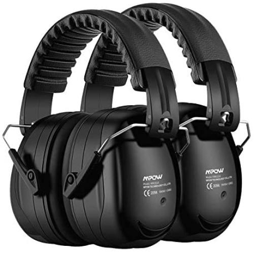Mpow Ear Protection 2 Packs, NRR 28dB Professional Ear Defenders with a Carrying Bag, Foldable Noise Reduction Safety Ear Muffs for Hearing Protection, Shooting, Mowing, Construction, Woodworking