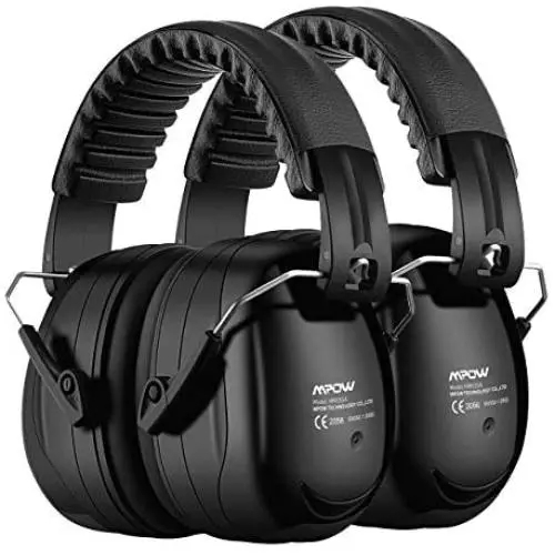 Mpow Ear Protection 2 Packs, NRR 28dB Professional Ear Defenders with a Carrying Bag, Foldable Noise Reduction Safety Ear Muffs for Hearing Protection, Shooting, Mowing, Construction, Woodworking