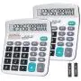 Calculator, BESTWYA Dual Power Handheld Desk Calculator with 12 Digit Large LCD Display Big Sensitive Button (Silver, Pack of 2)
