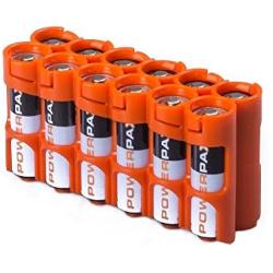 Storacell 12AAORG by Powerpax AA Battery Caddy, Orange, Holds 12 Batteries