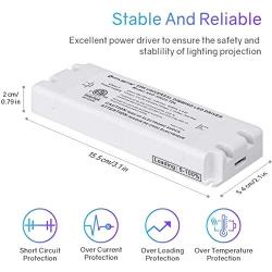 HitLights 25 Watt Dimmable Driver, Electric LED Driver 110V AC-12V DC Transformer Compatible with Lutron&Leviton for LED Strip Lights, Constant Voltage LED Products(Removable AC Cord Included)