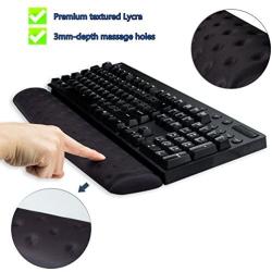 BRILA Memory Foam Mouse & Keyboard Wrist Rest Support Pad Cushion Set for Computer, Laptop, Office Work, PC Gaming - Massage Holes Design - Easy Typing Wrist Pain Relief (Black Bundle)