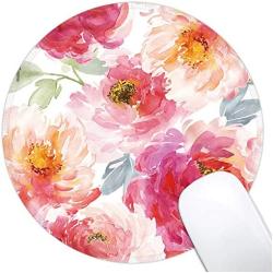 Dynippy Mouse Pad Gaming Mouse Pads Non-Slip Rubber Base Mousepad with Stitched Edge Round Mouse Mat for Desktops Computer Laptops (A - Flower)