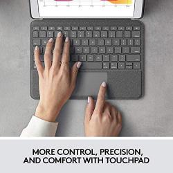 Logitech Combo Touch for iPad (7th and 8th Generation) Keyboard case with trackpad, Wireless Keyboard, and Smart Connector Technology – Graphite