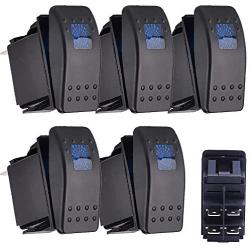 ESUPPORT Car Marine Blue LED Toggle Switch Dash 4pin Pack of 5