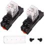 TWTADE/2PCS 10A AC 110V Electromagnetic Power Coil Relay 8 pins DPDT 2NO+2NC with Indicator lamp,Aluminum Rail,Screw,Hook and YJTF08A-E Base