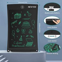 NEWYES 8.5 Inches LCD Writing Tablet Set of Two with Lock Function Office Whiteboard Bulletin Board Kitchen Memo Notice Fridge Board Magnetic Daily Planner Gifts for Kids (Black+Lanyard)