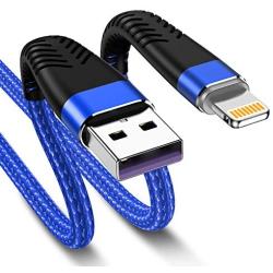 [ Apple MFi Certified ] 1Pack 16ft iPhone Charger Cord, 5M Long Lightning Cable 16 Foot, High Fast iPhone Charging Cable Cord with Metal Connector for iPhone 11/11Pro/11Max/XS/XR/XS Max/8/7/6/5S Blue