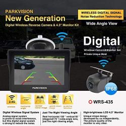 PARKVISION Digital Wireless Backup Camera Kit with Super Stable Signal,4.3HD Monitor,IP68 Waterproof 150°Wide Viewing Angle with Parking Lines,Universal for Car for Truck,Van,Camping Car,SUV,Pickup
