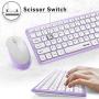 Wireless Keyboard and Mouse Combo, Jelly Comb KUT027 Wireless Keyboard and Mouse 2.4GHz Full Size Ultra-Thin Keyboard Mouse for Computer, Laptop, PC, Desktop, Windows 7, 8, 10 -White and Purple