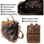 TIDING Mens Leather 17.3 Inch Laptop Backpack Convertible Briefcase Messenger Bag - Brown