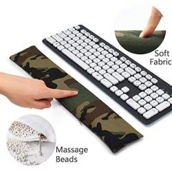 Keyboard Wrist Rest Pad, Washable Keyboard Mouse Wrist Support Pad Bean Bag for Carpal Tunnel, Office Workers, Massage Ergobeads & Cotton Fabric (Camouflage)