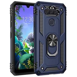 YZOK LG Aristo 5 Case,with HD Screen Protector,LG Phoenix 5,LG Fortune 3,Risio 4 Case,[Military Grade] Ring Car Mount Kickstand Hybrid Hard PC Soft TPU Shockproof Protective Case for LG K8x (Blue)