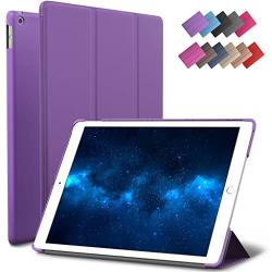New iPad 9.7-inch 2018 2017 Case, ROARTZ Purple Slim-Fit Smart Rubber Folio Case Hard Cover Light-Weight Wake Sleep for Apple iPad 5th 6th Generation Retina Model A1893 A1954 A1822 A1823