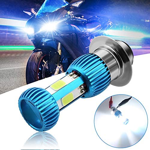 HONLEEX Mini P15D LED Motorcycle Headlight Bulb,1600LM 8Watts AC9-80V Hi/Lo Beam H6M P15D-25-1 LED Bulb for Motorbike ATVS Car Headlamp.Pack of 1. (Blue)