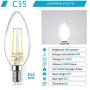 Ascher E12 LED Classic Candelabra Clear Light Bulbs, Equivalent 40W, Daylight White 5000K, Filament Clear Glass, Non-Dimmable, Pack of 5