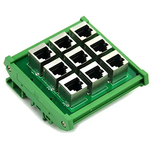 Electronics-Salon RJ45 8P8C 9-Way Buss Board DIN Rail Mount Interface Module.