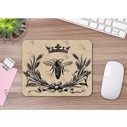 Moslion Bee Mouse Pad Vintage Queen Bees Retro Crown Floral Ear Bow Knot Black Gaming Mouse Mat Non-Slip Rubber Base Thick Mousepad for Laptop Computer PC 9.5x7.9 Inch
