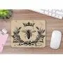 Moslion Bee Mouse Pad Vintage Queen Bees Retro Crown Floral Ear Bow Knot Black Gaming Mouse Mat Non-Slip Rubber Base Thick Mousepad for Laptop Computer PC 9.5x7.9 Inch