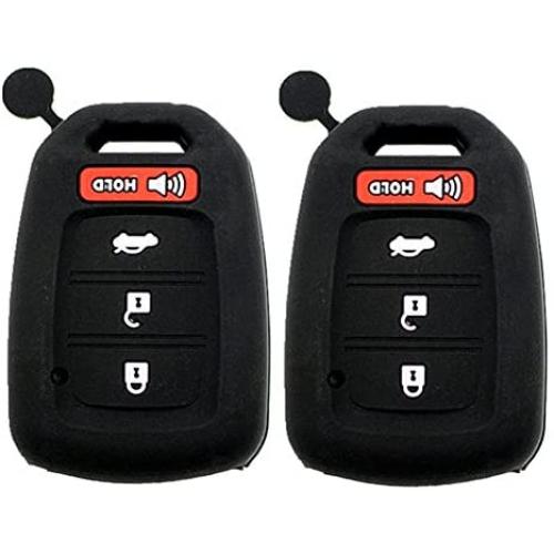 Ezzy Auto Pack of 2 Black Silicone Key Fob Case Key Cover Jacket Holder Protector fit for 2013-2017 Honda Accord Sports