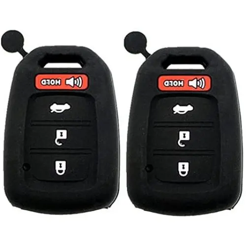 Ezzy Auto Pack of 2 Black Silicone Key Fob Case Key Cover Jacket Holder Protector fit for 2013-2017 Honda Accord Sports