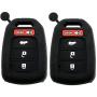 Ezzy Auto Pack of 2 Black Silicone Key Fob Case Key Cover Jacket Holder Protector fit for 2013-2017 Honda Accord Sports