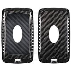 M.JVisun Genuine Carbon Fiber Key Fob Cover for Land Rover Discovery 5 Range Rover Evoque Sport Vogue for Jaguar E-PACE I-PACE Car Remote Key, Car Key Fob Case for Men Key Fob Cover for Women - Black