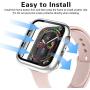 【3 Pack】 Easuny Hard Case Cover Design for Apple Watch Series 6 SE Series 5 4 44mm with Built-in Glass Screen Protector - Overall Protective Accessories for iWatch Women Men,Black Clear Silver