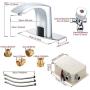 Touchless Bathroom Sink Faucet Automatic Sensor, Brass, Motion Hands Free Bathroom Fixture Vanity Water Tap, with Temperature Control Mixer,3/8'' 1/2'' Adapter, 3 Hoses, Fashion, Chrome Plating