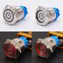 Twidec / 19mm Mounting Hole Latching Push Button Switch 1NO 1NC SPDT ON/Off Silver Waterproof Stainless Steel Shell with 12V Red Power Symbol LED Lamp Ring for car Modification Switch L-19-Power-T-R