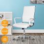 LUCKWIND Ergonomic Office Chair Ribbed Leather Swivel - Adjustable Height Tilt Arm Sleeves Lumbar Support High Back Upholstery Executive Modern Conference Computer Chrome Wheel Caster 350lb (White)